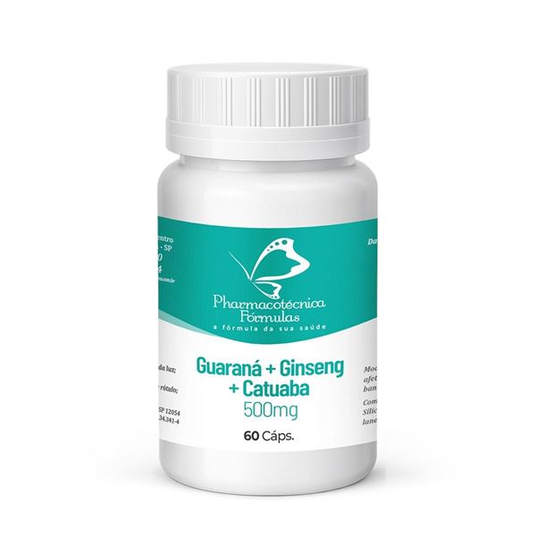 Guaraná + Ginseng + Catuaba 500mg 60 Cápsulas